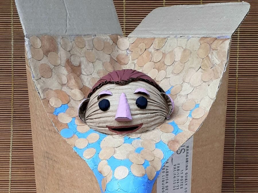Papelão reciclado transformado em arte
