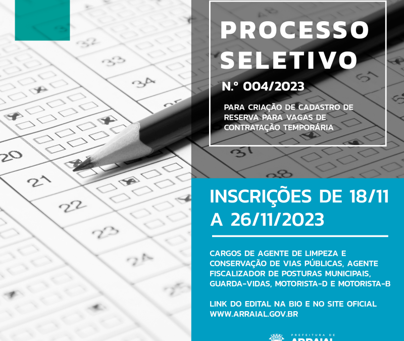 Processo seletivo simplificado é para criação de cadastro reserva para vagas de contratação temporária.