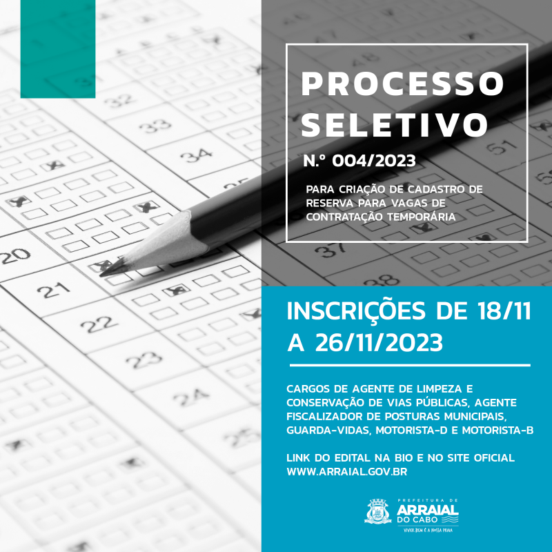 Processo seletivo simplificado é para criação de cadastro reserva para vagas de contratação temporária.