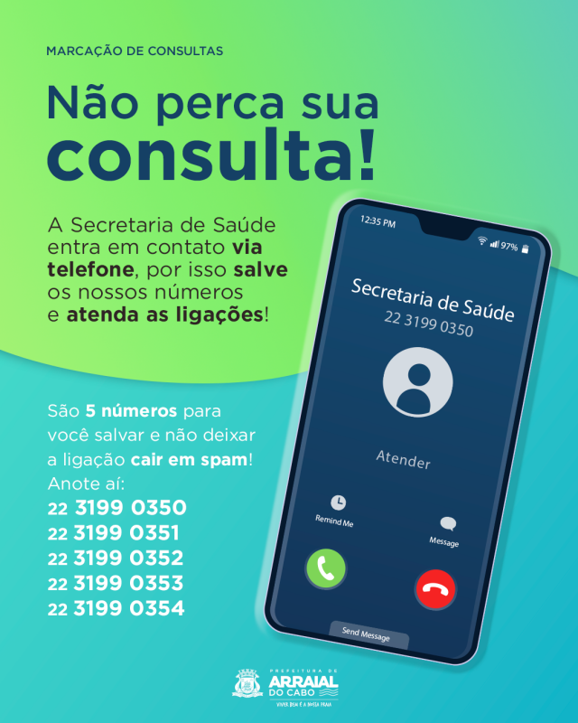 Agendou sua consulta? Agora a Secretaria de Saúde liga para você para confirmar o dia e o horário do atendimento com o especialista.