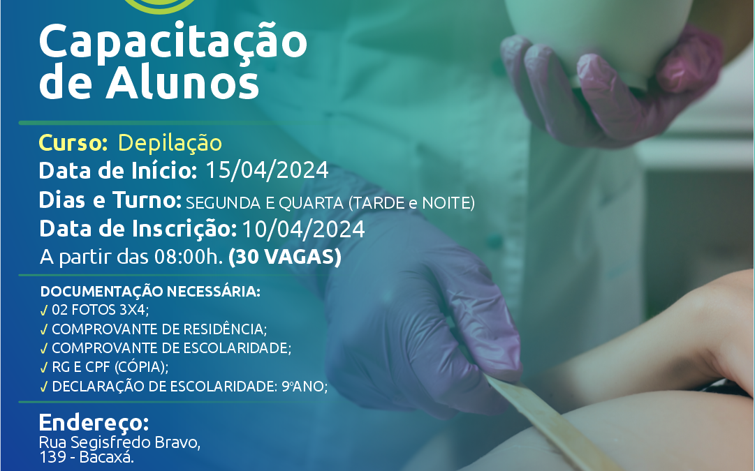 Prefeitura oferece 30 vagas em curso gratuito de Depilação
