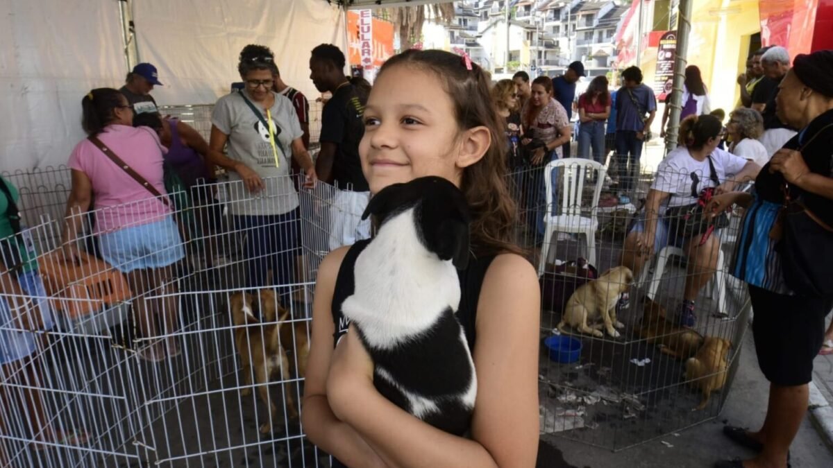 Proteção Animal promoveu feira de adoção de cães e gatos em frente ao Cecop