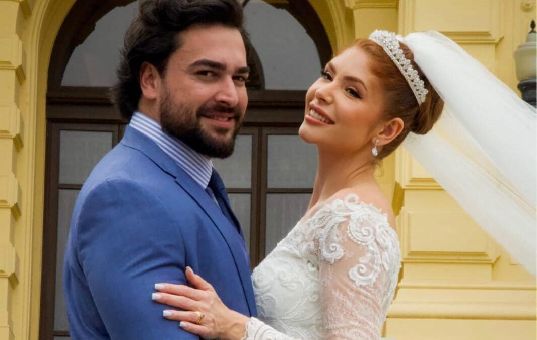Faltando um mês para o casório, ex-BBB Amanda Gontijo realiza ensaio provando vestido de noiva