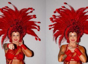 Musa da Tucuruvi, Isis Camargo, rouba a cena em mini desfile de carnaval na Fabrica do Samba