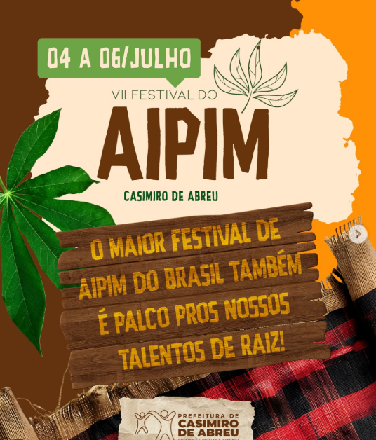 Casimiro de Abreu celebra o maior festival de aipim do Brasil com música, cultura e sabores regionais